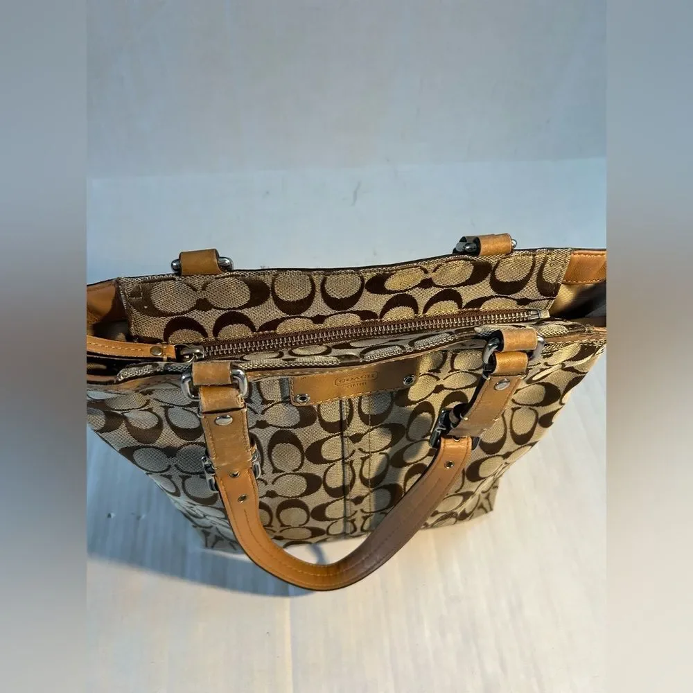 Coach Hampton Signature Brown Tote Bag F13077